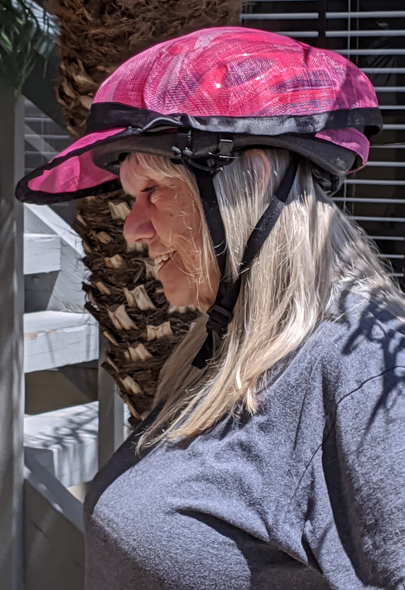 Hot Pink Sinamay Baseball Cap-Style Bike Helmet Hat With, 48% OFF