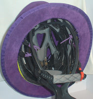 Purple Leather Top Hat Bike Helmet Hat with black trim.