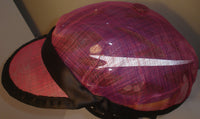 Hot Pink Sinamay Baseball Cap-Style Bike Helmet Hat with Black Trim